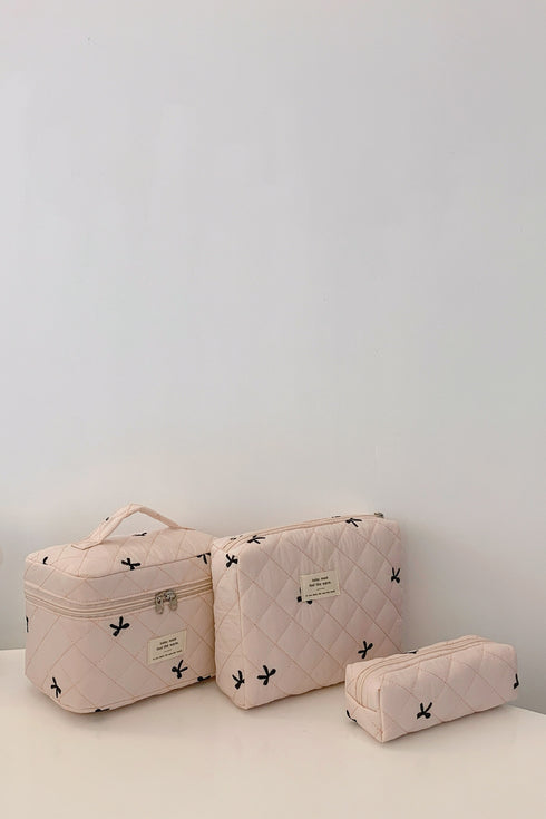 3 Piece Bow Quilted Cloth Storage Bag Set - Odaingerous